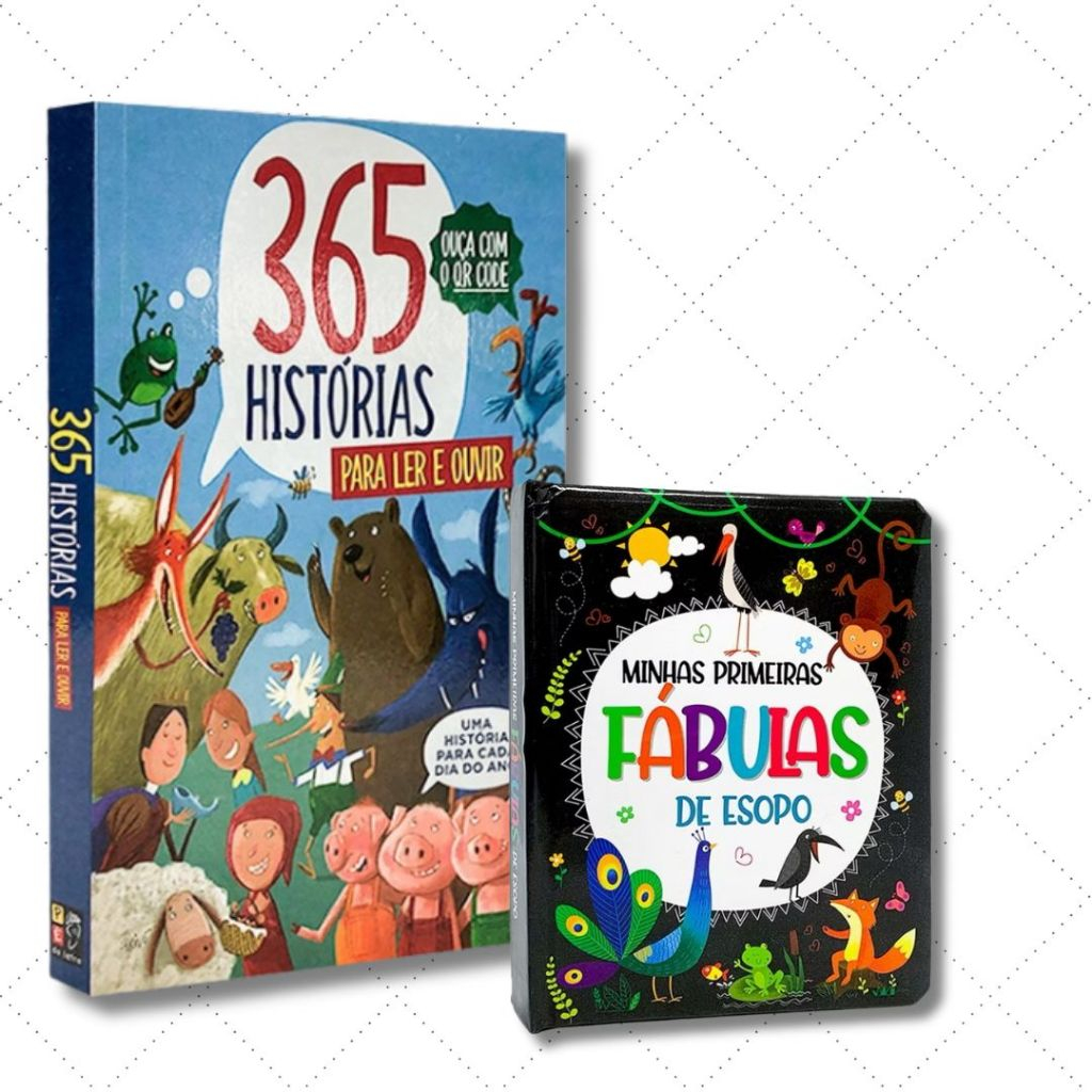 kit Infantil: 365 Histórias para ler e ouvir com QR code + minhas Primeiras fábulas de Esopo