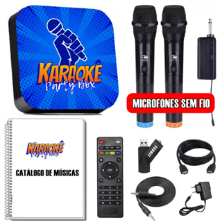 Karaoke Party Box Azul +2 Microfones Sem Fio +de 2000 Músicas +Catalogo (Com Pontuação) Original em Oferta na Shopee