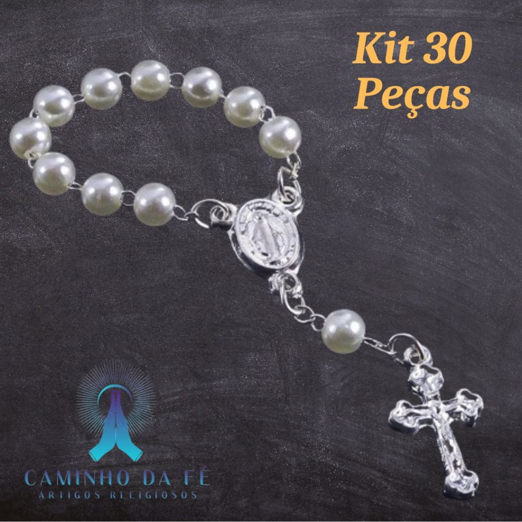 Kit 30 Mini Terços Para Lembrancinhas de Batizado Casamento Crisma Eucarística Terço Dezena Varias Cores