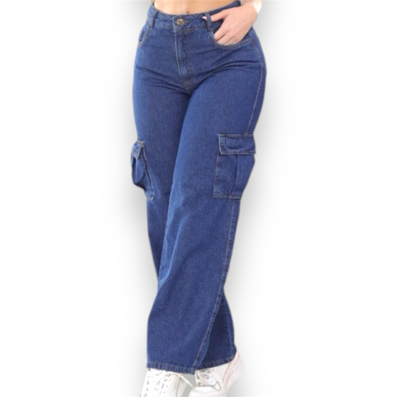 calça jeans feminina cargo levanta bumbum cintura alta cargo feminina