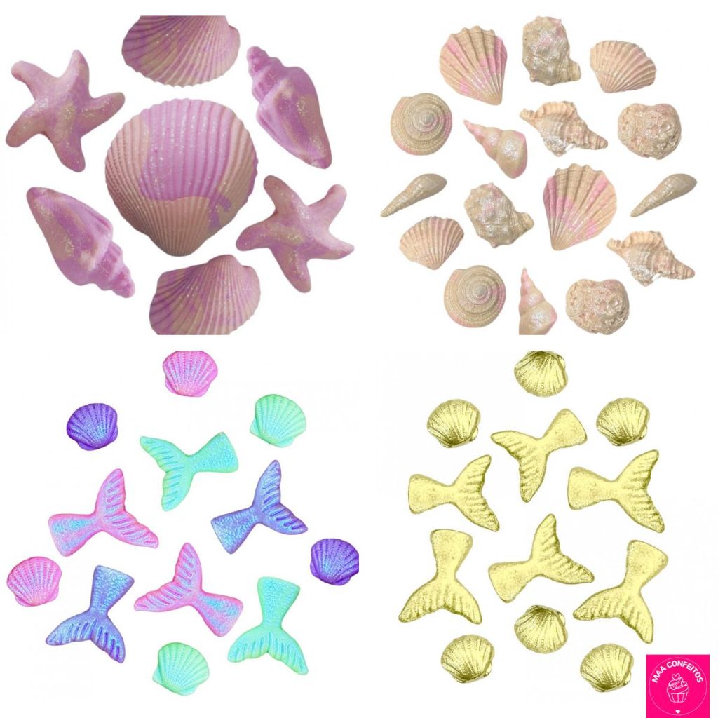 Confeitos de açúcar 100% comestíveis Sereia Conchas Marinheiro Fundo do Mar - Jady Confeitos em Oferta na Shopee