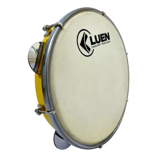 Pandeiro Luen 10 Pele De Couro Aro Abs Cor Amarelo