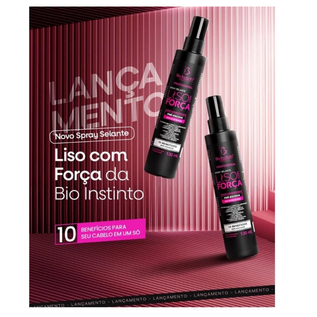 kit 12 UNID Spray Selante Liso com Força Protetor Térmico 130ml Condicionante Desembaraça Elimina Frizz