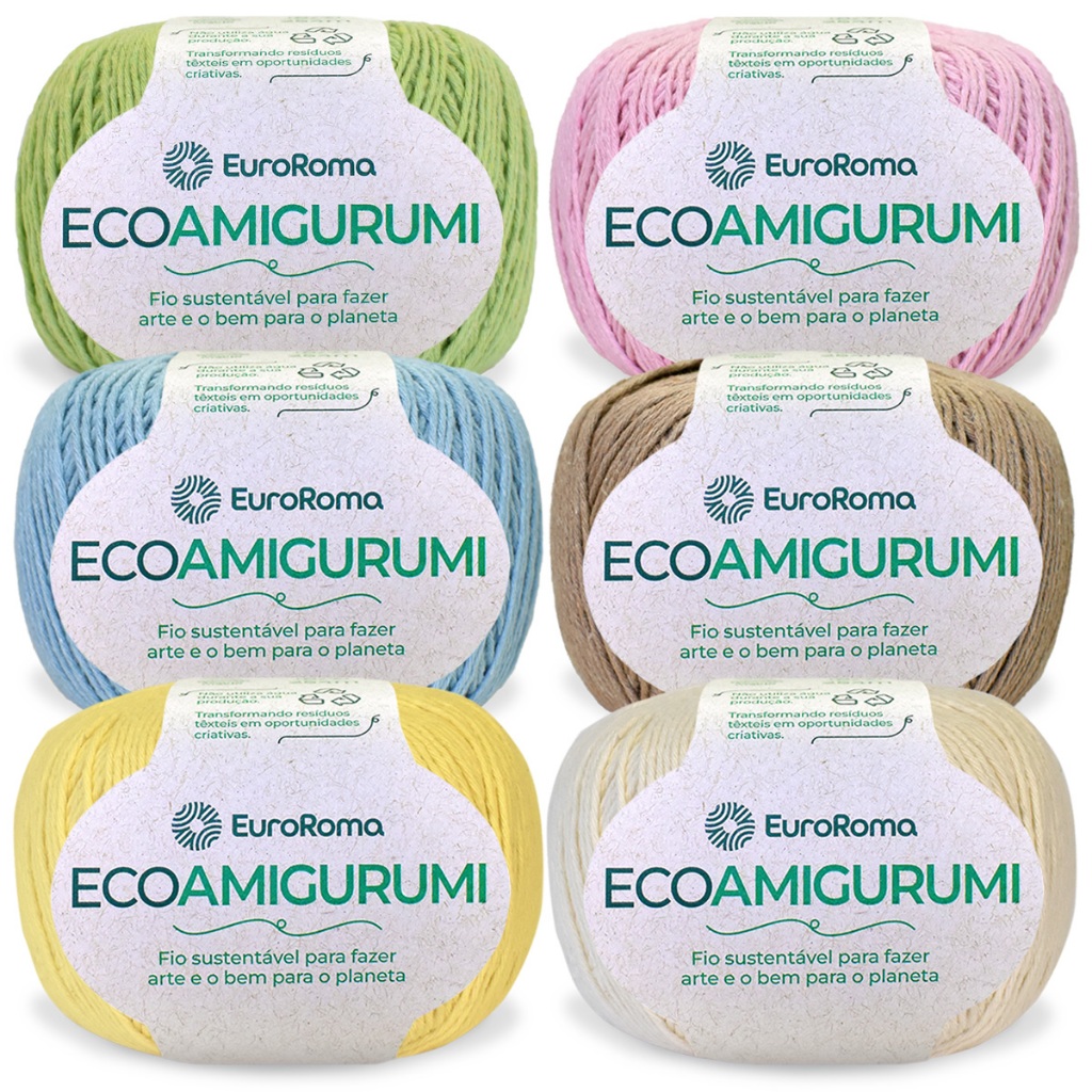 Kit 6 Ecoamigurumi Euroroma Tex 526 Titulagem 8/7 160g 254m