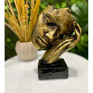 ESTATUETA FACE DECORAÇÃO ELEGANTE ESCULTURA ESTILIZADA DOURADO ENVELHECIDO LUXO FEITO NO BRASIL em Oferta na Shopee