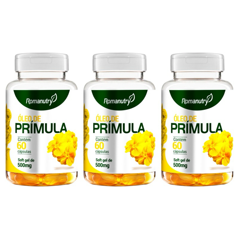 Ki 03 Potes - Óleo de Prímula da Romanutry, 60 Cápsulas de 500mg, envio rápido.