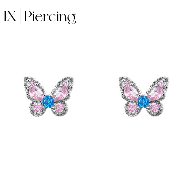 Borboleta Rosa Piercing Orelha Zircônia Cravejada Piercing Labret Trágus C205 - 1unidade
