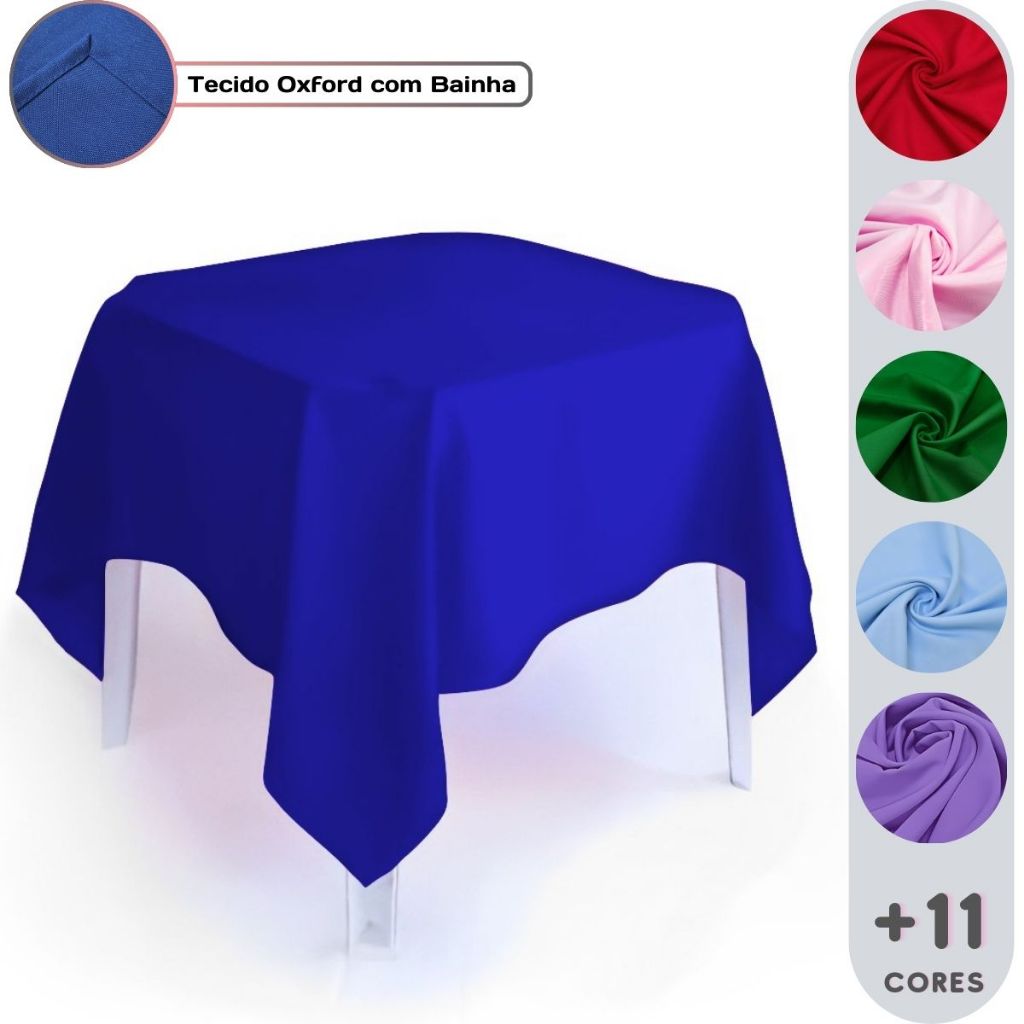 Toalha de Mesa Quadrada 4 Lugares Oxford 1.50 x 1.50m lisa com Bainha para Festa Buffet Restaurante