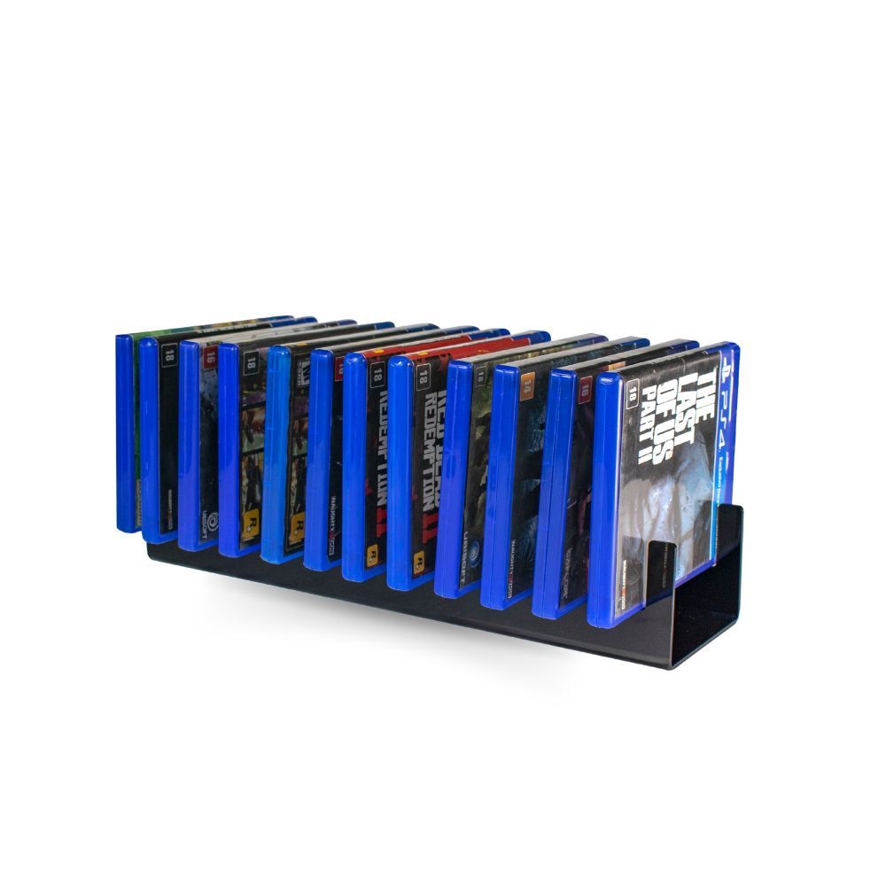 Suporte Porta Jogos Acrílico Preto Ps3, Ps4, Ps5, Xbox, Blu-ray