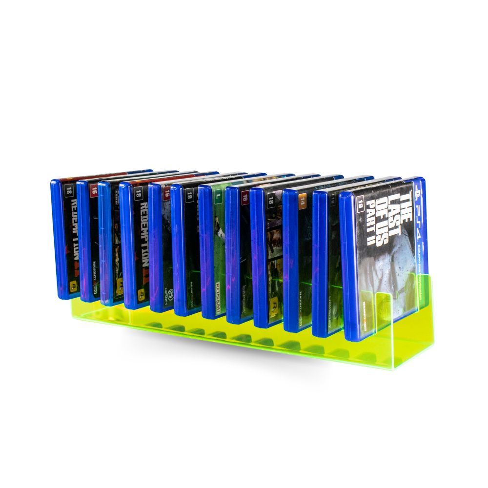 Suporte Porta Jogos Acrílico Verde Ps3, Ps4, Ps5, Xbox, Blu-ray