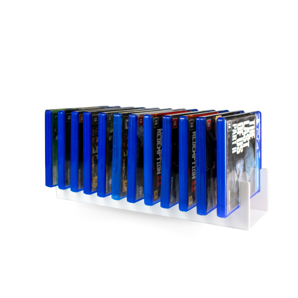 Suporte Porta Jogos Acrílico Branco Ps3, Ps4, Ps5, Xbox, Blu-ray