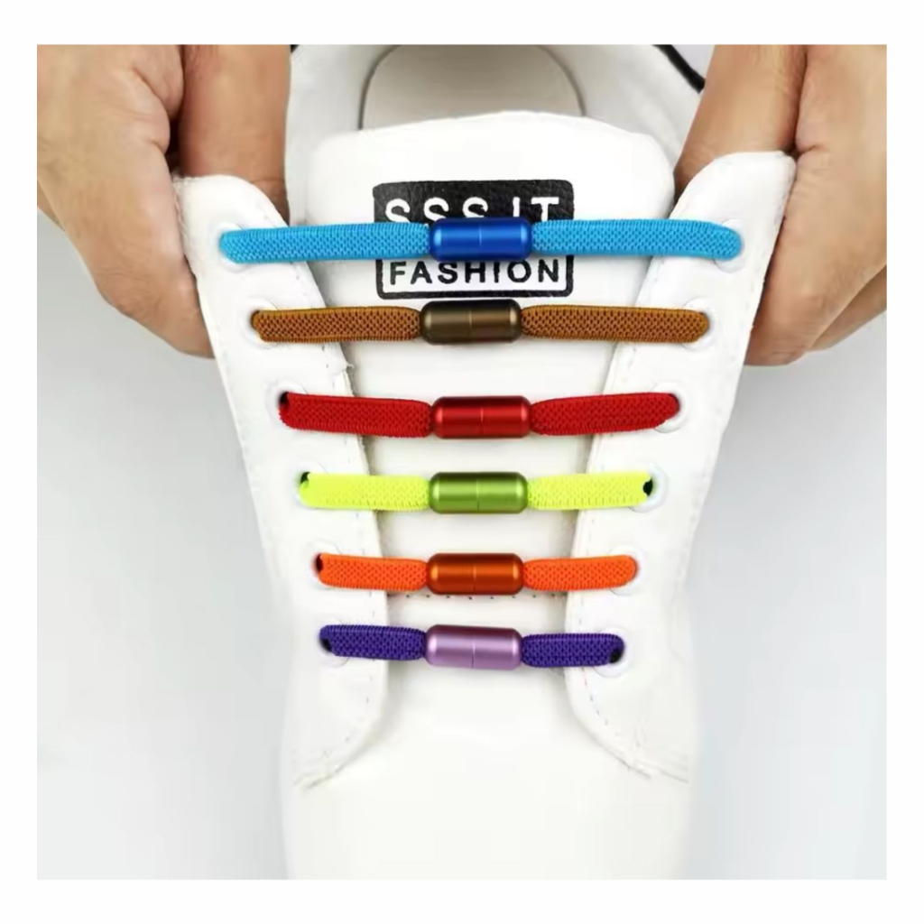 Cadarços Elásticos para Tênis Sem amarrar com fecho metal adultos e crianças várias cores