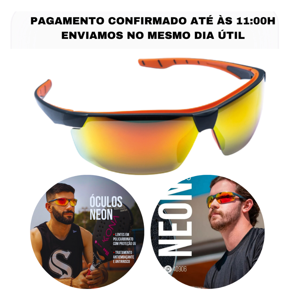 Óculos De Proteção Steelflex Neon Vermelhol CA 40906 Esportivo