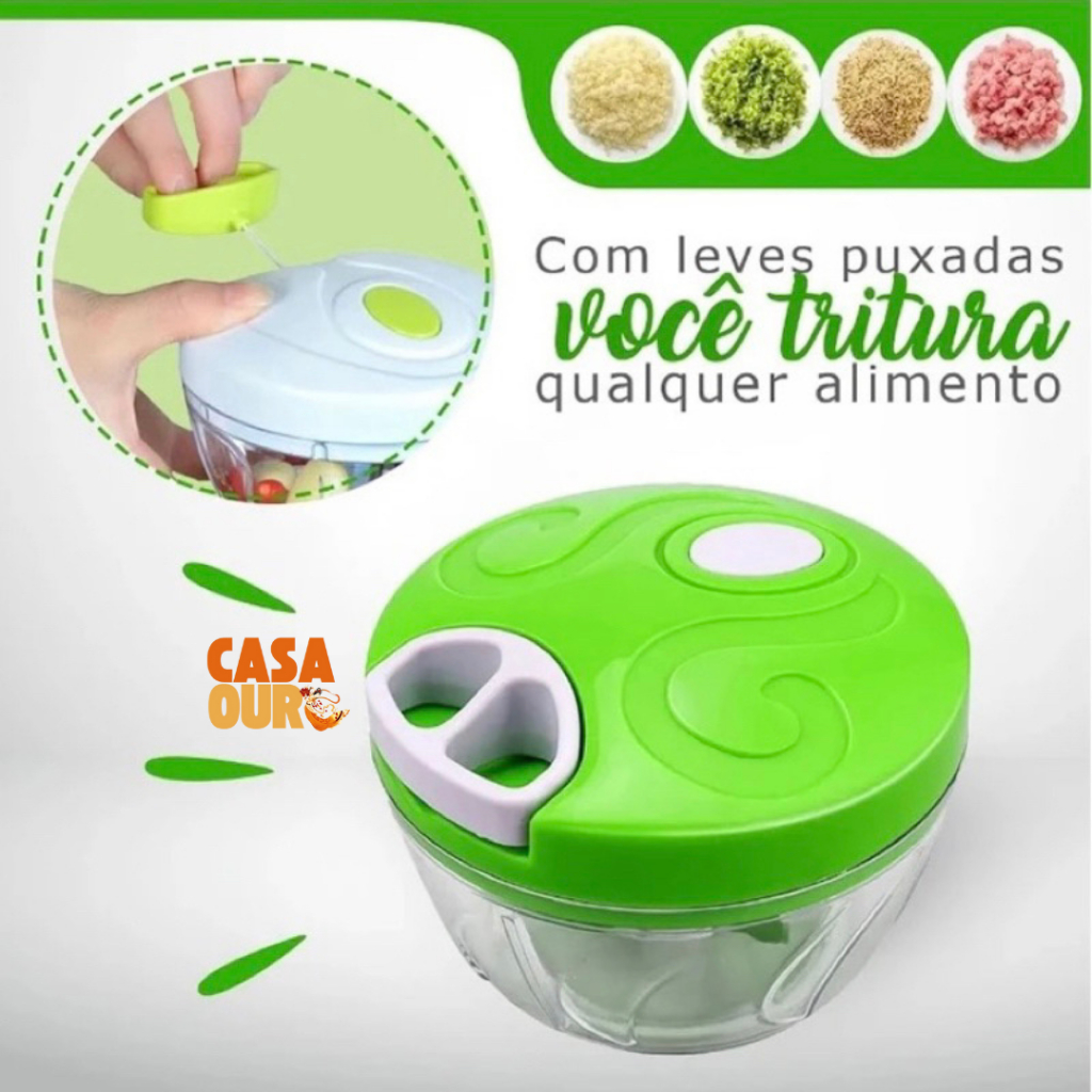 Triturador De Alho Mini Processador Manual Cebola Temperos Legumes Verdura Alimentos Cozinha 400ml