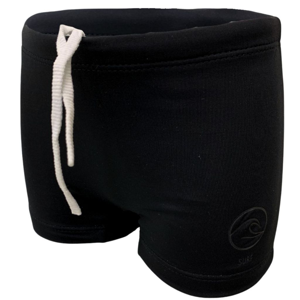 Sunga Infantil Preta Surf Com Proteção Solar UV 50 Praia Kids Piscina Natação Juvenil Forro Interno