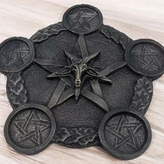 Porta Velas Castiçal Pentagrama Baphomet - 20cm - Esotérico Decorativo em Oferta na Shopee