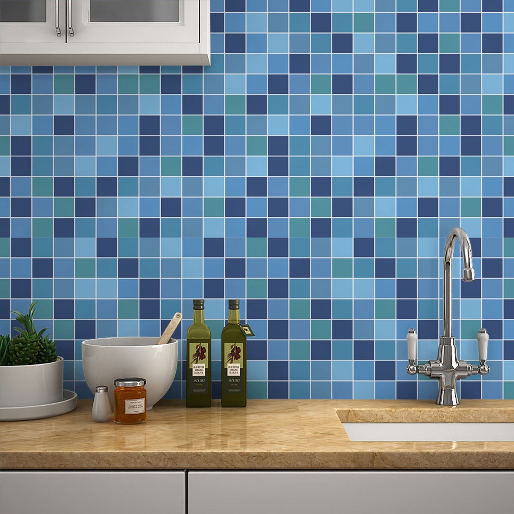 Papel de Parede Azulejo Para Banheiro Cozinha Material Adesivo Lavável Com Brilho Vinílico Autocolante Pastilha