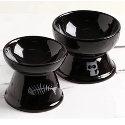 Kit 2 Comedouro Cerâmica Elevado Gatos em Luxo Comedouro Bebedouro Cerâmica Higiênico Pet Cachorros