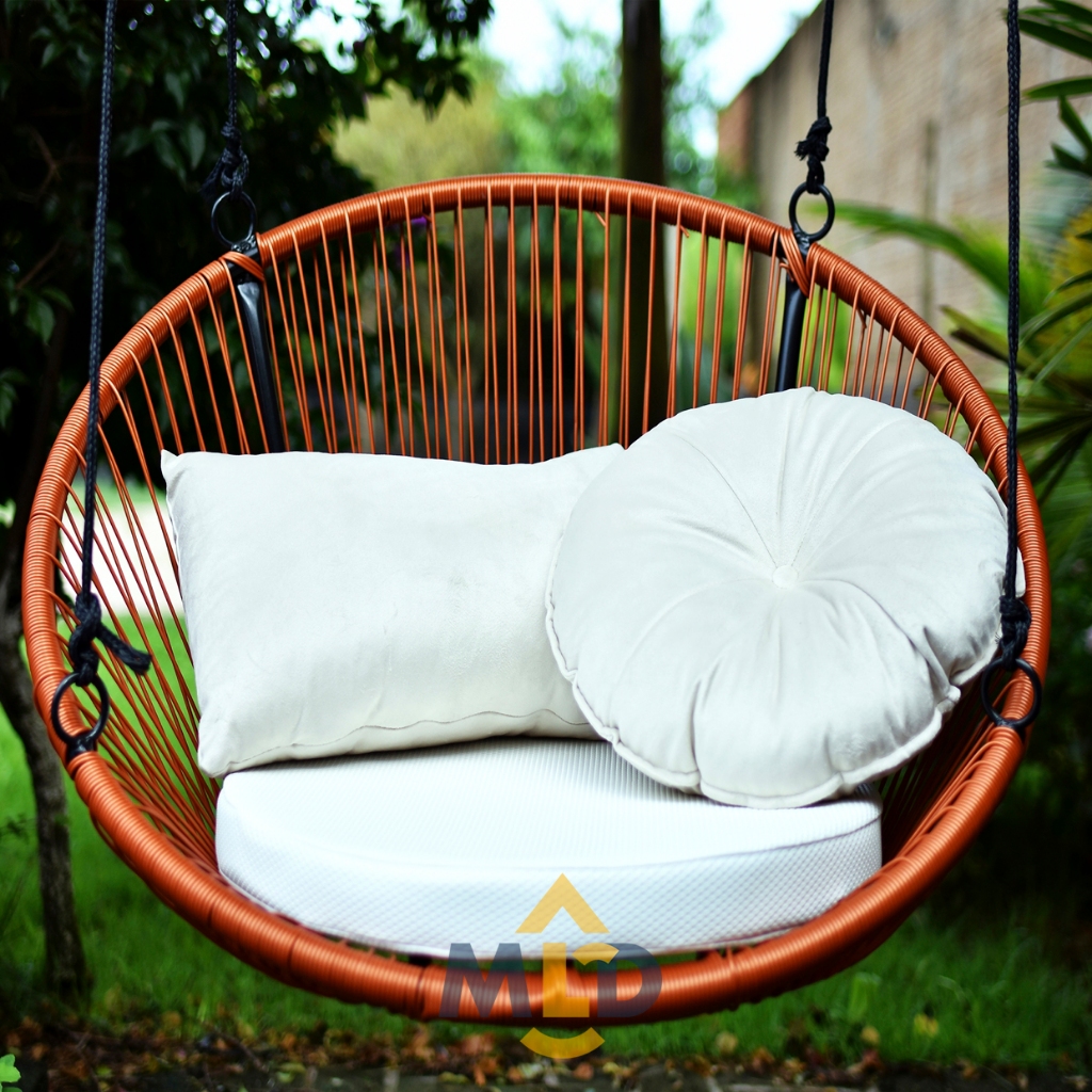 KIT Balanço +Assento + 2Almofadas +Corda Suspensa Decoração infantil Jardim Area Externa Acapulco