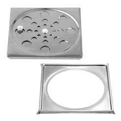 Ralo Grelha Tampa Inox 15x15 CM para Banheiro Lavabo Área Externa Quadrado com Caixilho