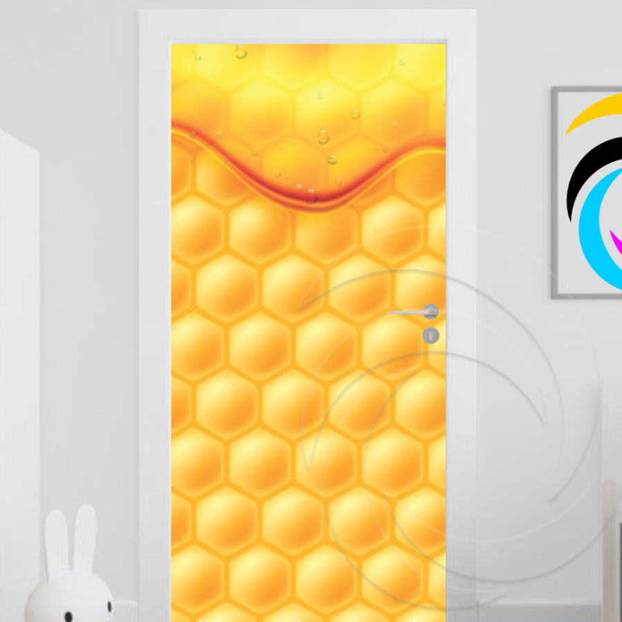 Abelha 0101 - Papel Parede Adesivo para Portas de Madeira ou Vidro Decoração Revestimento