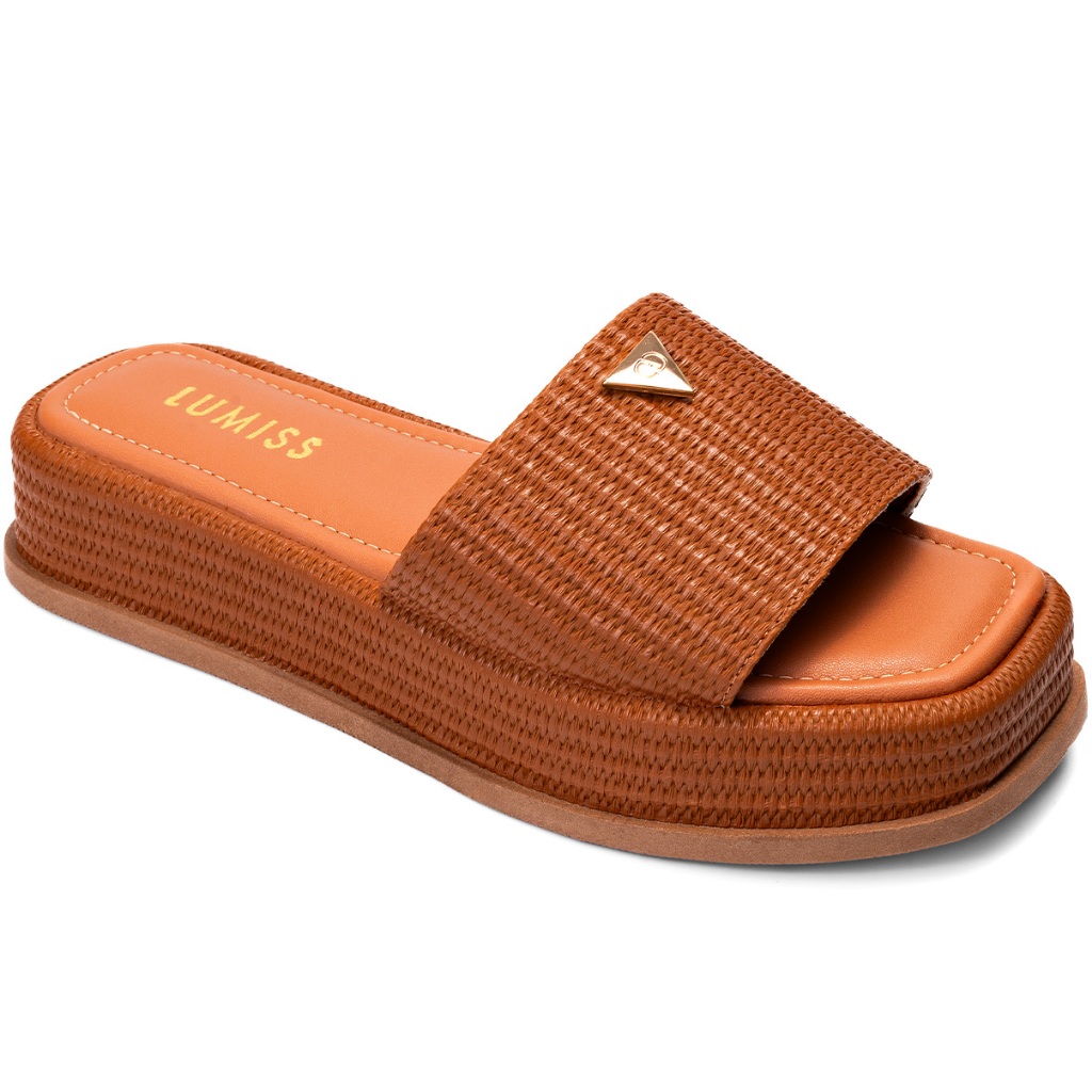 Sandália Tamanco Feminino Lumiss Flatform Confortável Juta Caramelo em Oferta na Shopee