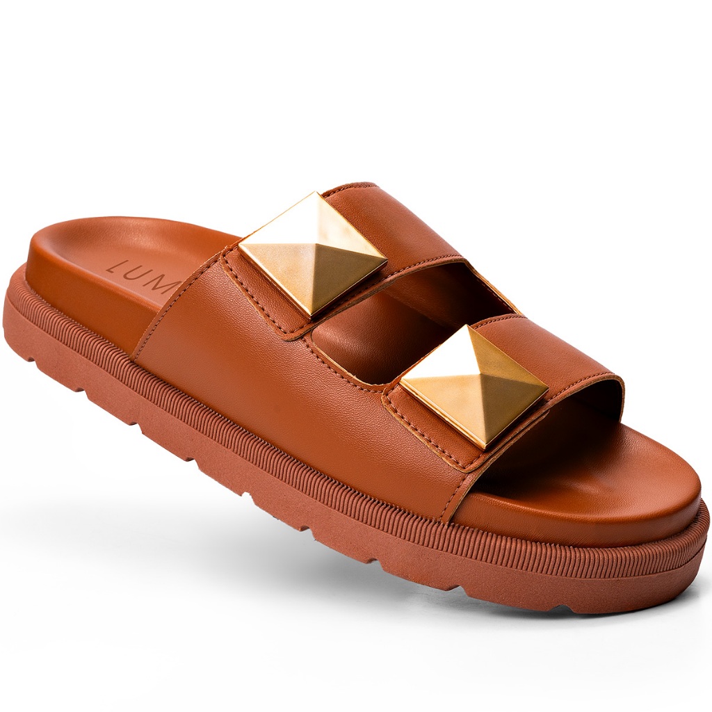 Papete Feminina Lumiss Spike Pirâmide Chinelo Casual Confortável Caramelo em Oferta na Shopee