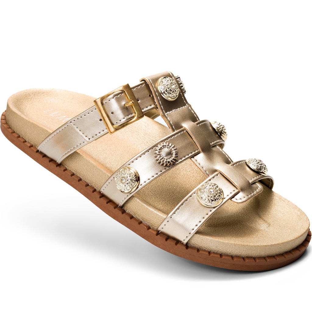 Sandália Feminina Lumiss Papete Chinelo Confortável Tachas Fivela em Oferta na Shopee