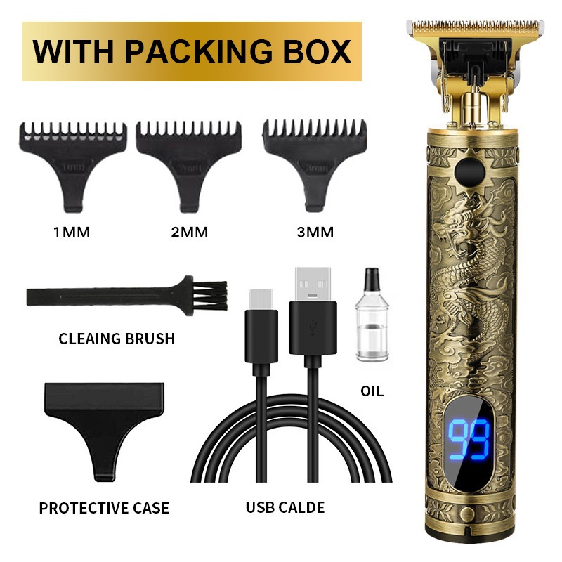 Máquina De cortar cabelo Dragão Recarregável Portátil Com Display em Oferta na Shopee