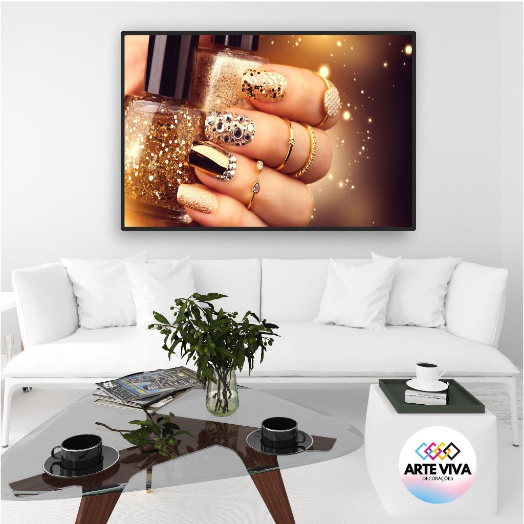 quadro decorativo nails designer manicure linda decoração salão e studio de beleza