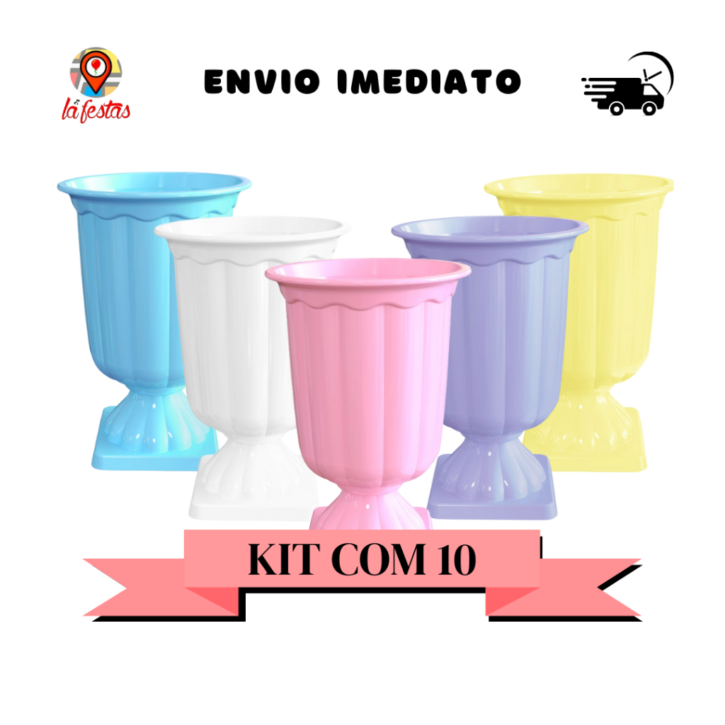 Kit Com 10 Unidades Vaso Grego Várias Cores