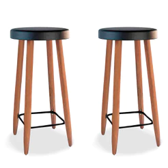 Banqueta Corino Preto Pés Palito