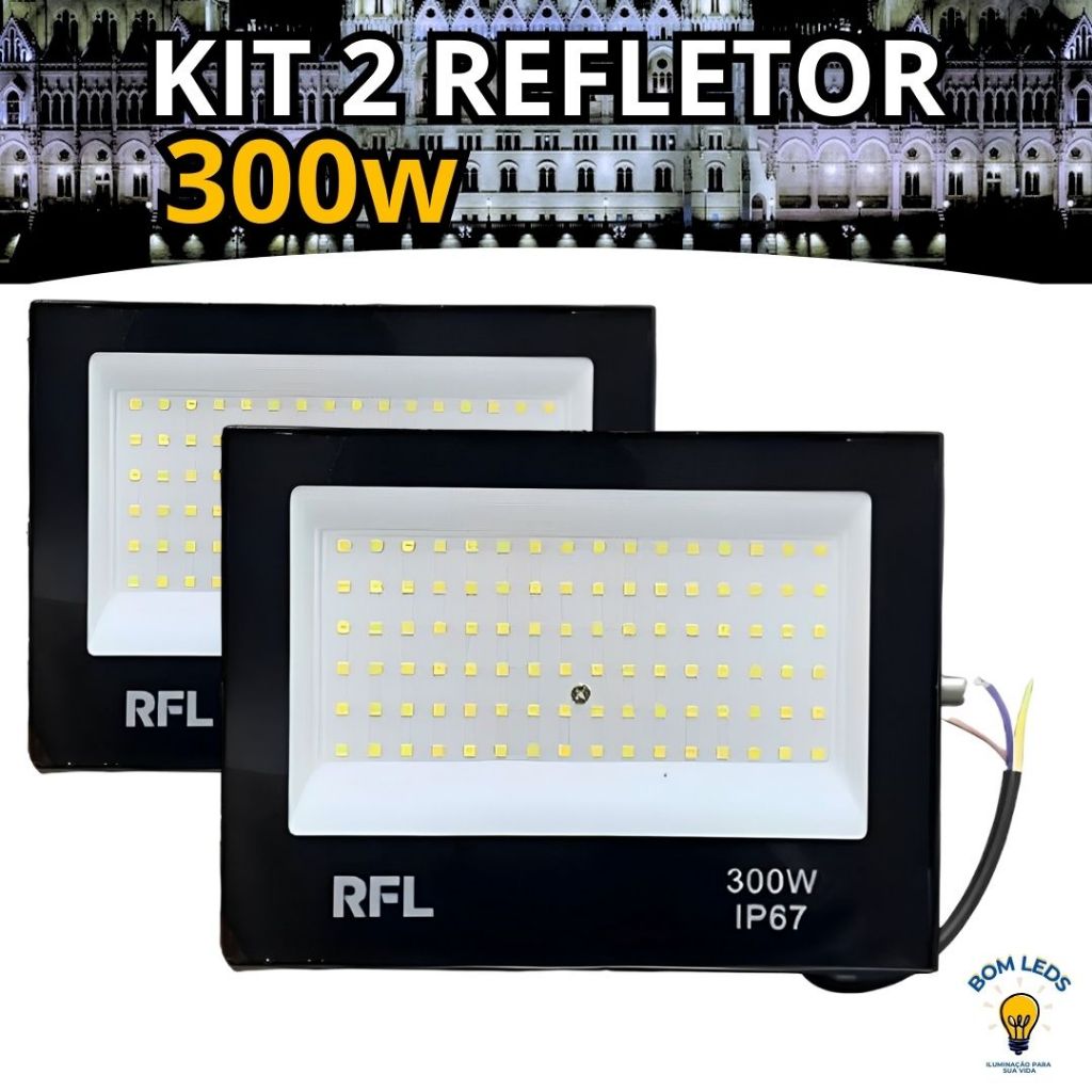 Refletor Holofote 300w 6500K Branco Frio Iluminação Potente Prova D'água IP67 Bivolt em Oferta na Shopee