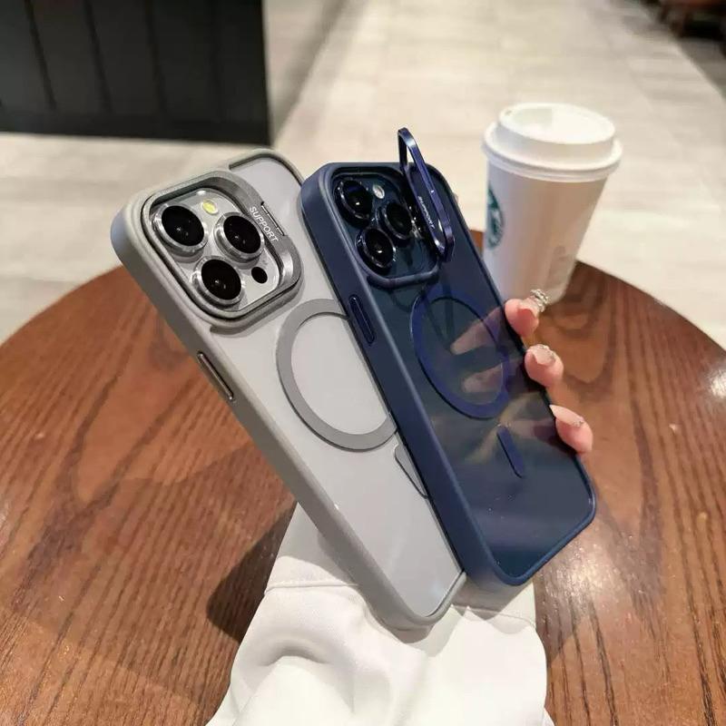 ③Capa Magnética Com  suporte invisível para iPhone 15 14 13 12 11 Pro Max Capa Macia Com Proteção De Camera Lente em Oferta na Shopee