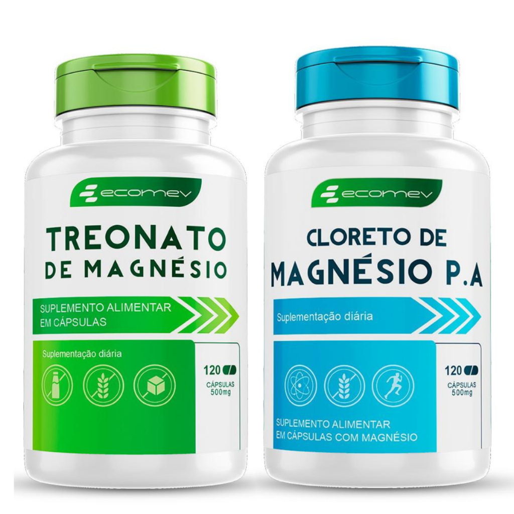 Mix Magnesio L Treonato + Cloreto PA Formula Pura Concentrada 500mg 240Cáp Ecomev