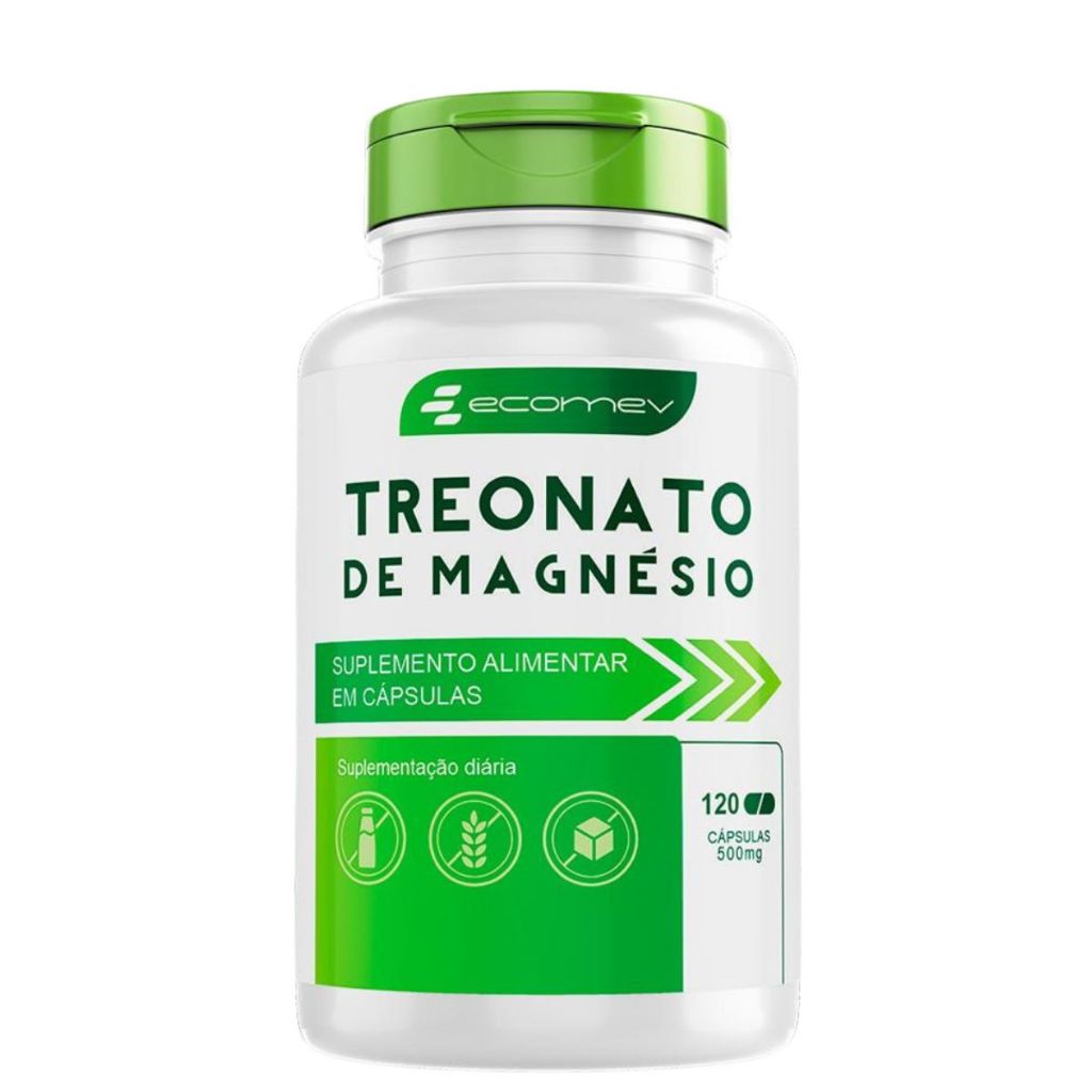 Magnesio L Treonato Puro Formula Avançada 500mg 120Cáps  Com Laudo Ecomev