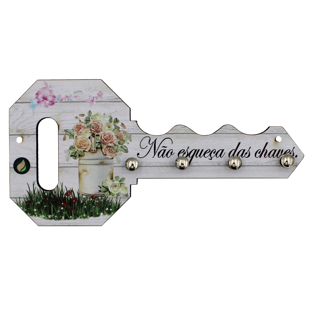 Porta Chaves Decorativo Modelo Chave MDF - Organizador Não Se Esqueça de Nada