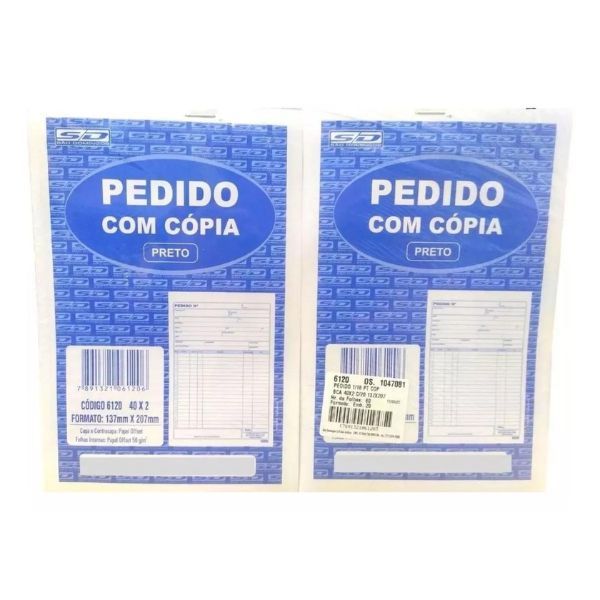 Talão De Pedido C/ Cópia Preto 1/18 2 Vias 40x2 Pacote C/ 5/10/20 UN - Animativa