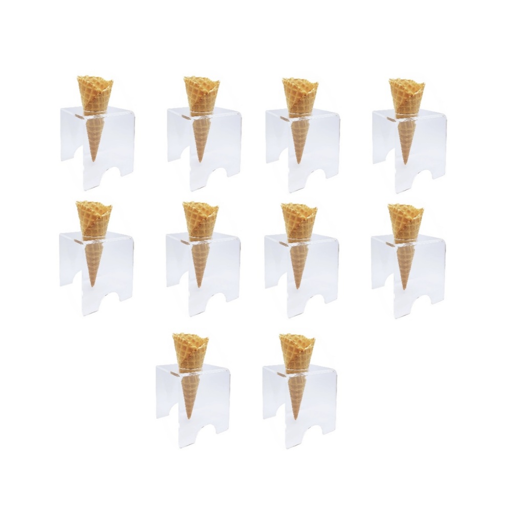 Suporte Pizza Porta Cone Temaki Sorvete Doce Batatas Mesa Casquinha Cascão Acrílico1 Furo 10und
