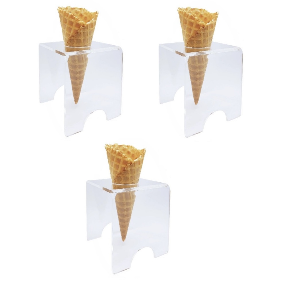 Suporte Pizza Porta Cone Temaki Sorvete Doce Batatas Mesa Casquinha Cascão Acrílico 1 Furo 03 UND