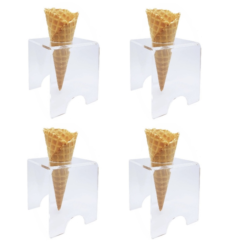 Suporte Pizza Porta Cone Temaki Sorvete Doce Batatas Mesa Casquinha Cascão Acrílico 1 Furo 04und