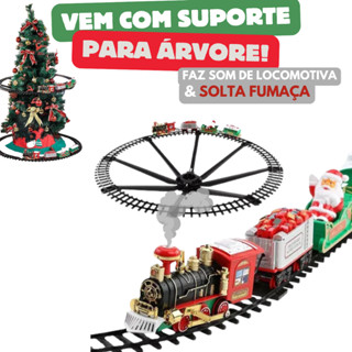 Trem Elétrico Ferrorama Árvore Natal Locomotiva Pista Decor