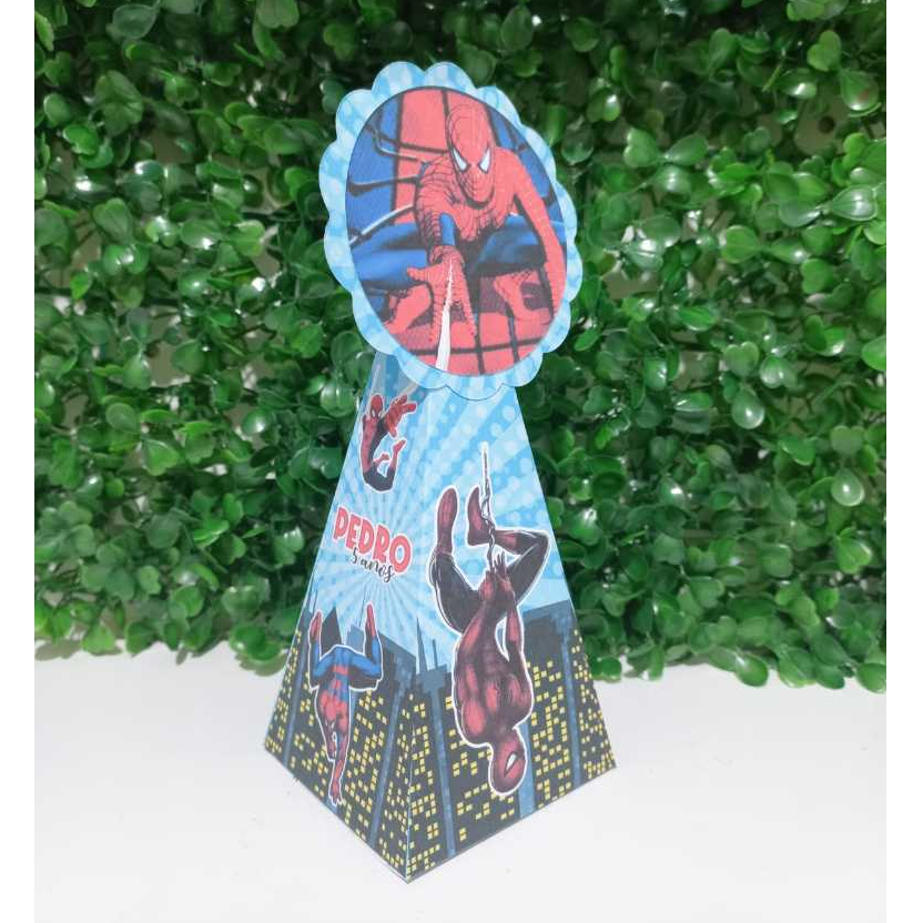 Caixa Pirâmide Homem Aranha | Kit Festa Homem Aranha | Lembrancinhas Homem Aranha| Pegue e Monte