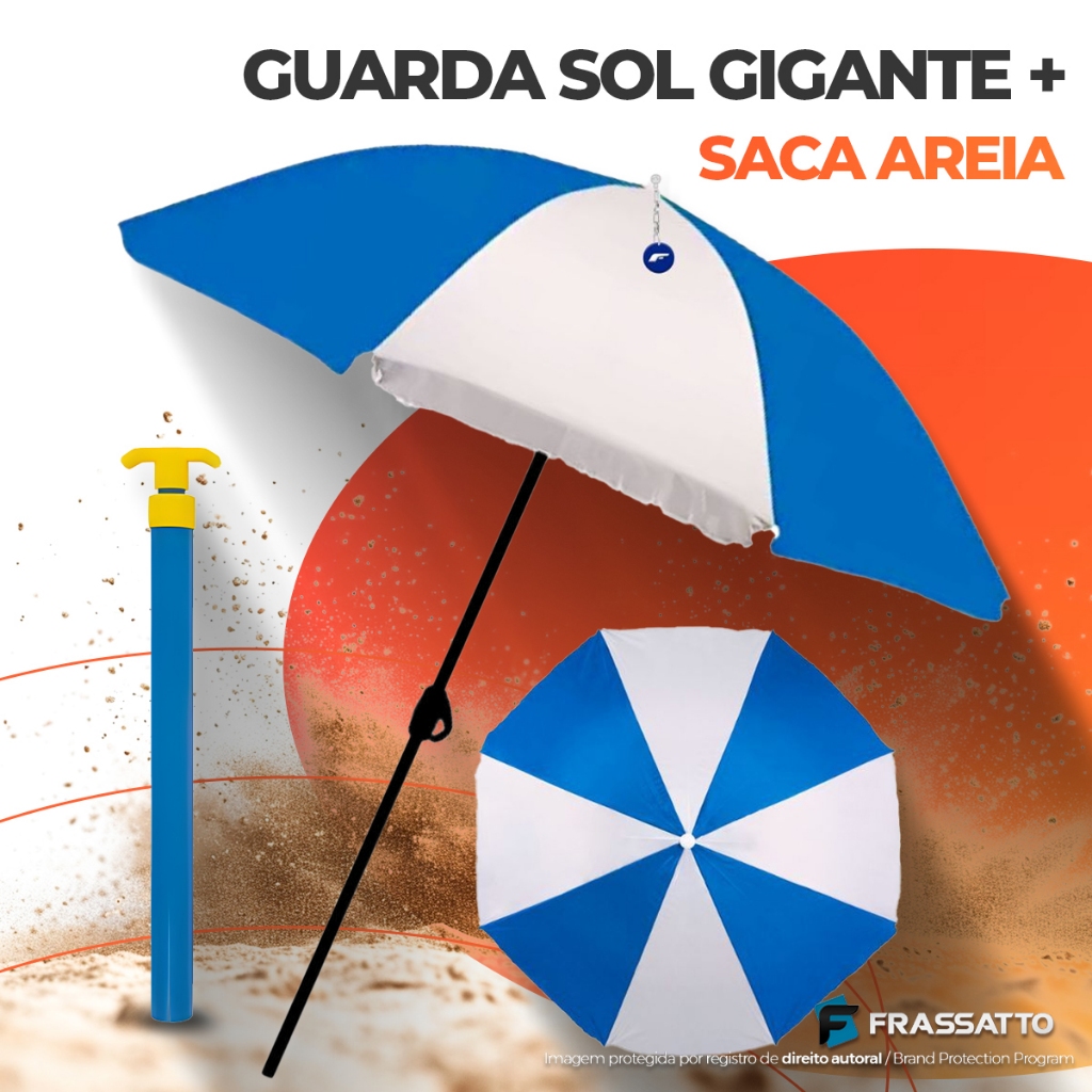 Guarda sol Sombrinha Gigante 1,80m Piscina Praia E Pesca Com Saca Areia