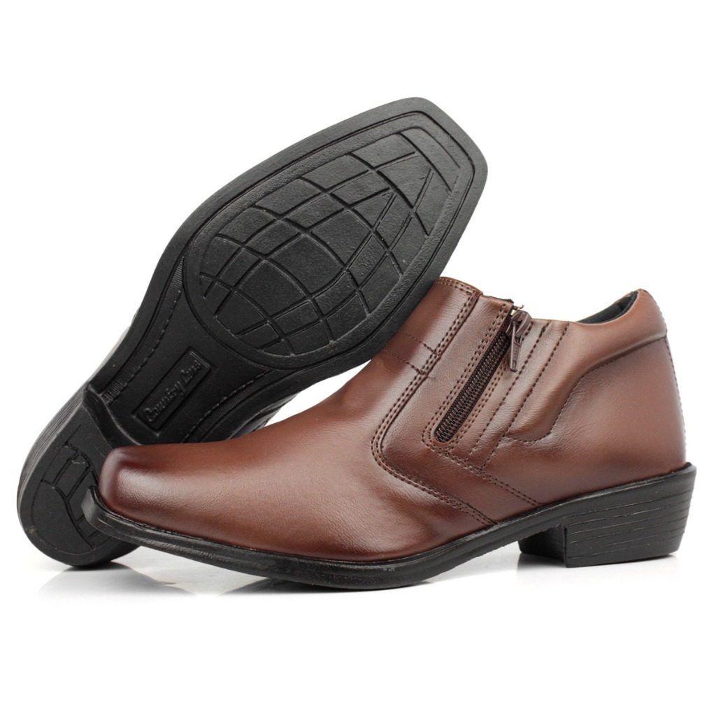 Bota Social Masculina Zíper Confortável Moderna Preta Calce Fácil