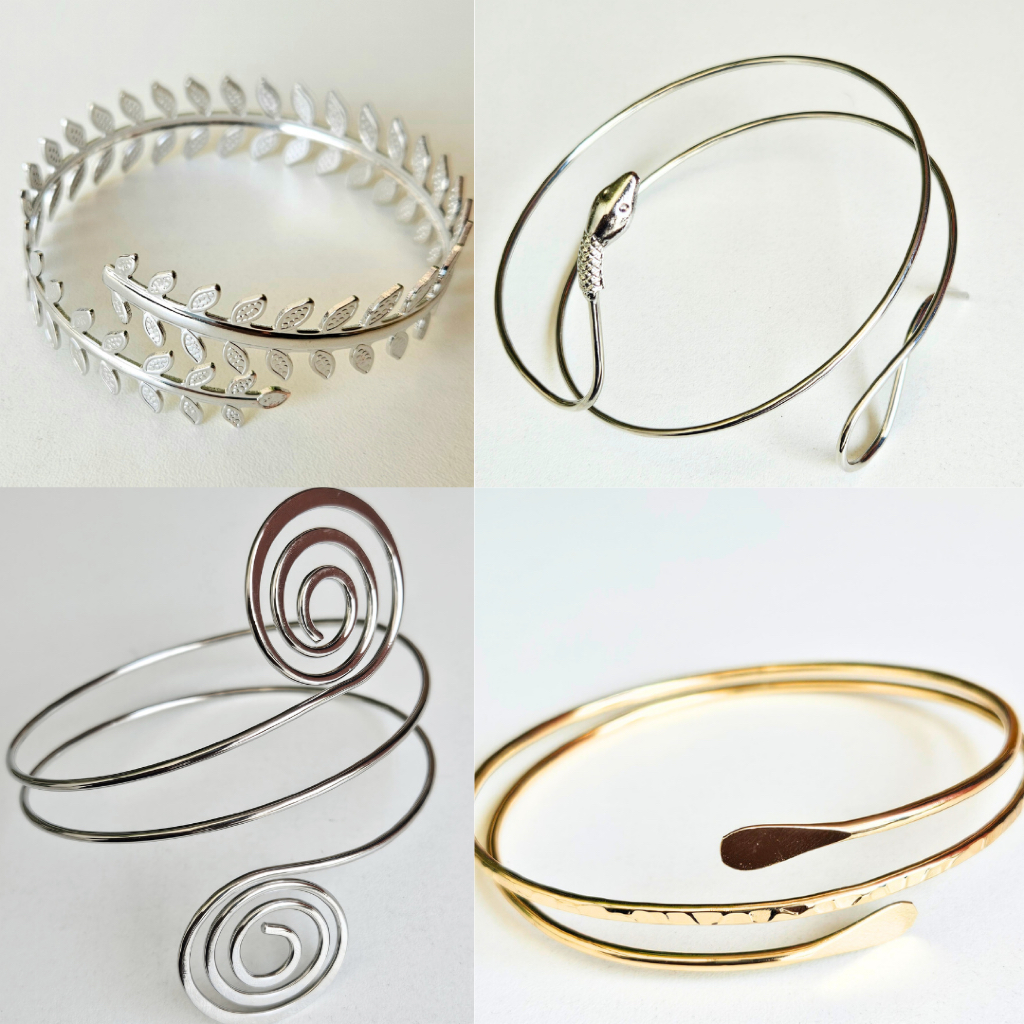 Bracelete folhagem  bracelete espiral prata  bracelete formato cobra  bracelete dourado luxo