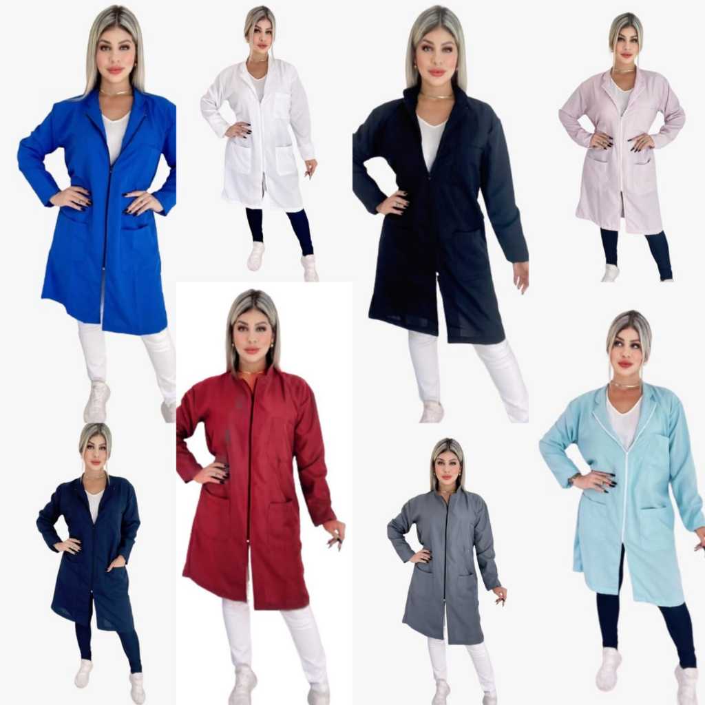 Jaleco com ZIPER Unissex Oxford Gola Padre Simples Manga Longa 18 em Oferta na Shopee