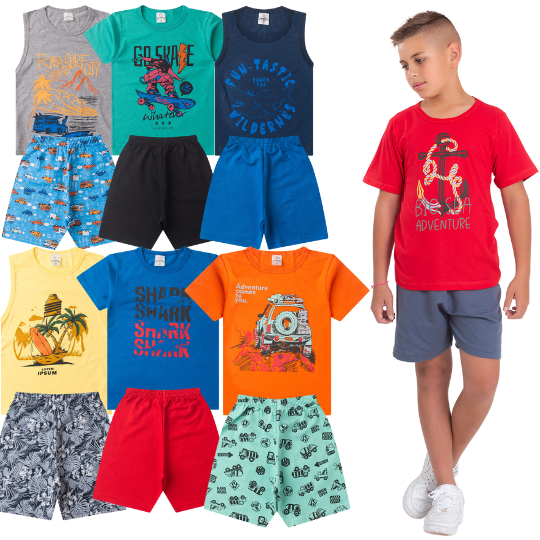 Roupa Infantil Menino Criança Verão Kit 12 Peças Conjunto Juvenil Masculino