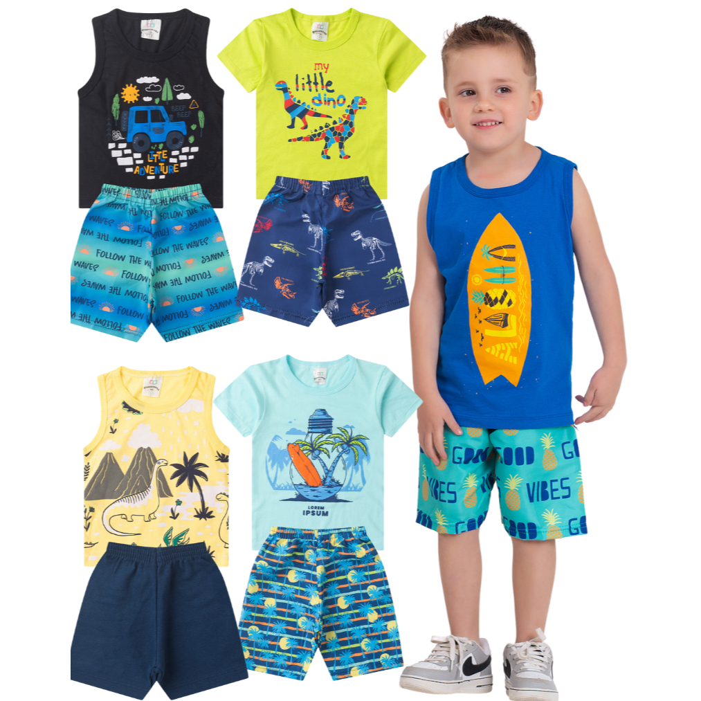 Roupa Infantil Menino Criança Verão Kit 10 Peças Conjunto Juvenil Masculino