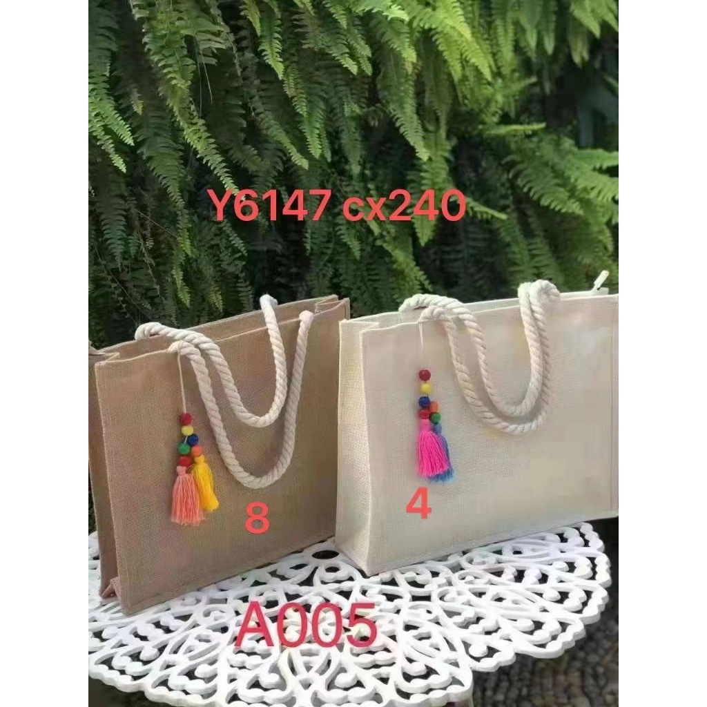 Bolsa de Praia de Palha de Juta Feminina com Chaveiro Sacola Ecobag bolsa ecológica resistente CODIGO;70026